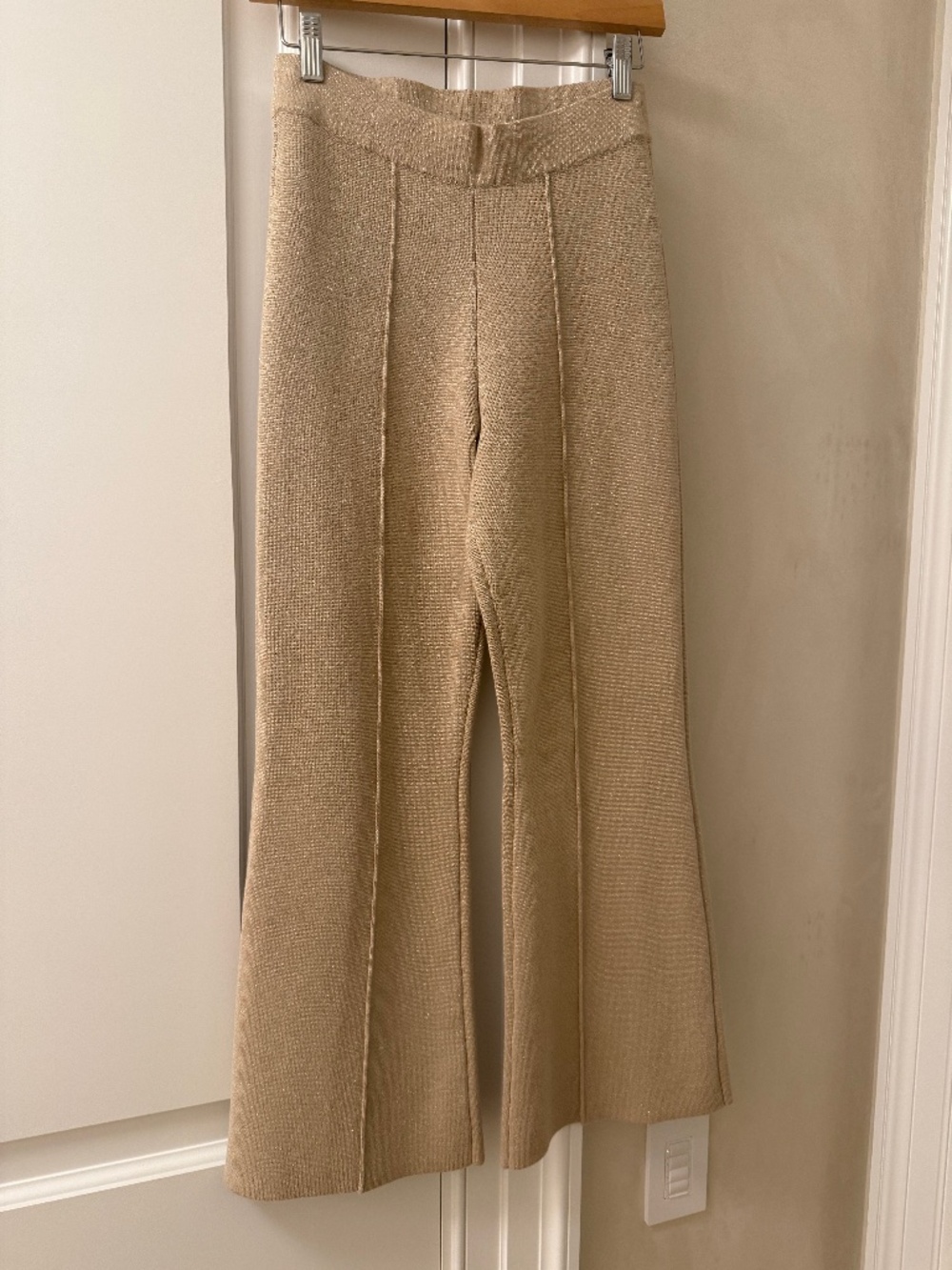 Lagence Ren cropped neutral metallic pull on high rise pant size xs